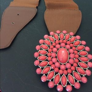 Belt s/m size light brown and pink coral